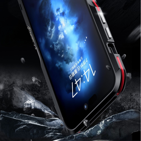 Θήκη LUPHIE για iPhone 15 Pro, Armor Bumper, μαύρο / κόκκινο