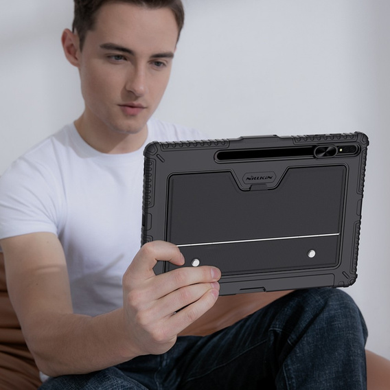 Θήκη + πληκτρολόγιο Galaxy Tab S8+ / Tab S7 +/ Tab S7 FE, NILLKIN Bumper Pen Slot, μαύρη