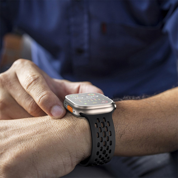 Λουράκι σιλικόνης για Apple Watch 1/2/3/4/5/6/7/8/SE/ULTRA 42/44/45/49MM, Μαύρο