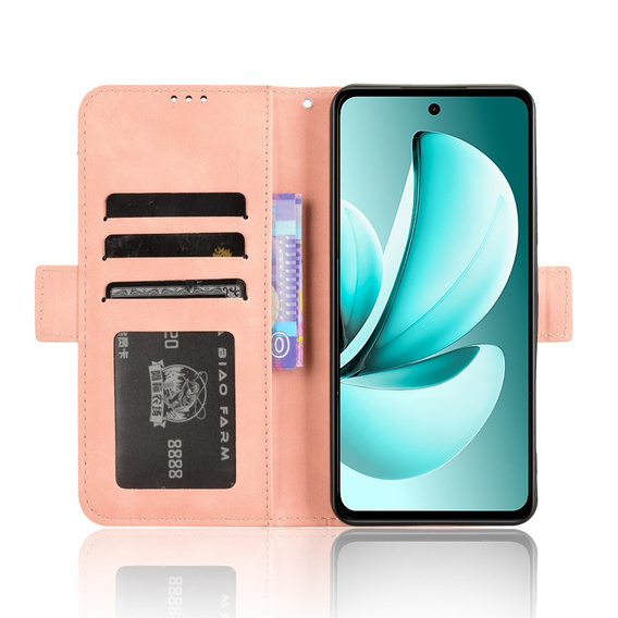 Θήκη με πτερύγιο για Realme C71, Card Slot, ροζ