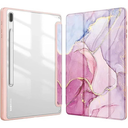 Θήκη για Samsung Galaxy Tab S10 FE+ Plus, Smartcase Hybrid, με χώρο για γραφίδα, Marble ροζ