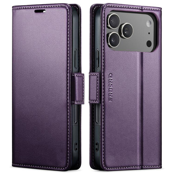 ERBORD Γυαλιστερή θήκη πορτοφολιού Litchi με πτερύγιο για iPhone 17 Pro Max