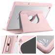 Θήκη για iPad 10.2" 2021/2020/2019 (9/8/7 gen.), με υποδοχή γραφίδας, περιστρεφόμενη κατά 360°, ροζ