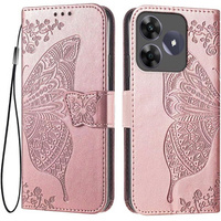 Θήκη με πτερύγιο για Realme C61, Butterfly, ροζ rose gold