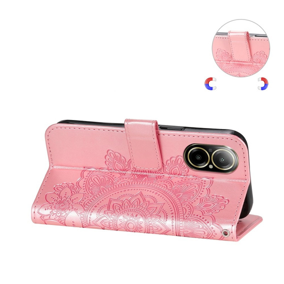 Θήκη με πτερύγιο για Realme C67, Mandala, ροζ rose gold
