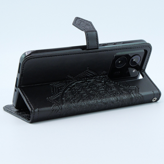 Θήκη με πτερύγιο για Xiaomi 13T / 13T Pro, Mandala, μαύρη