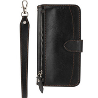 Θήκη με πτερύγιο για Samsung Galaxy A54 5G, Wallet Zipper Pocket, με ιμάντα ώμου, μαύρη